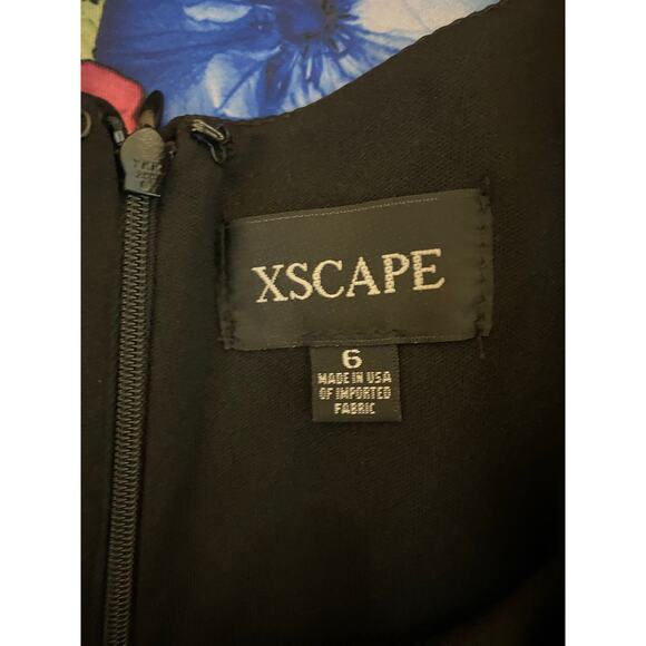 Xscape Womens Dress Size 6 Black Sheer Pink Floral Hi Lo Skirt Sleeveless - Picture 3 of 6